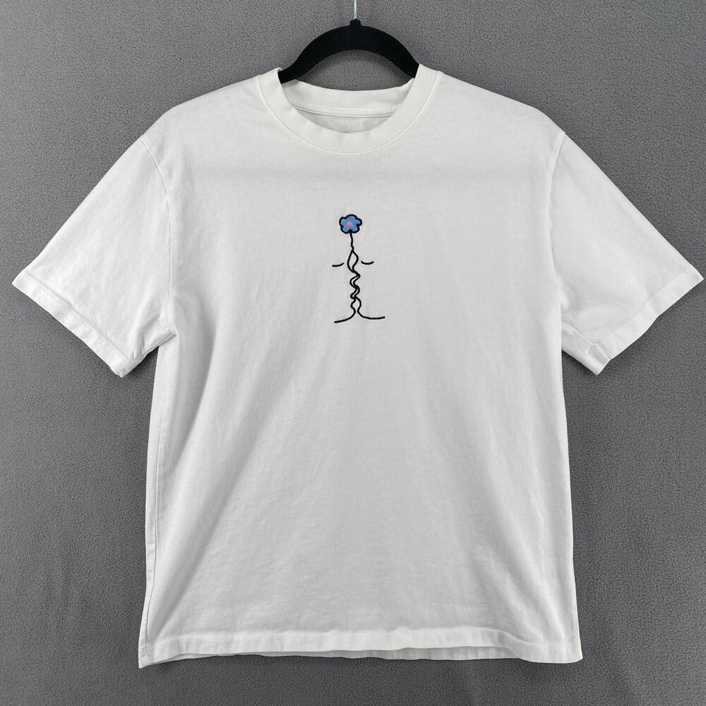 Encre L'union Embroidered‎ Unisex T Shirt M? White Crew Neck Short Sleeve